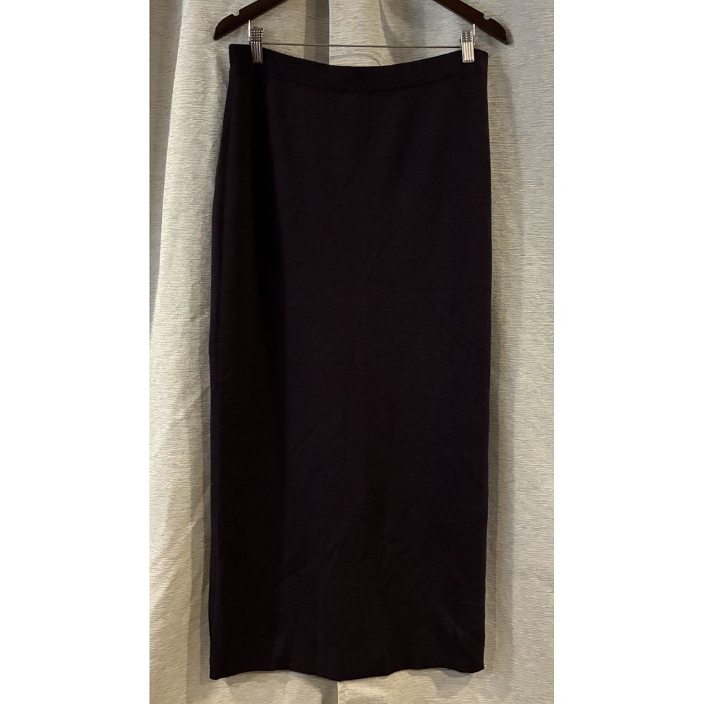 Eileen Fisher Merino Wool Knit Maxi Skirt Size Large Italian Yarn Plum Purple